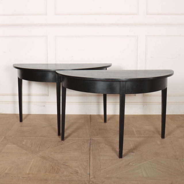English Demi-Lune Console Tables, Set of 2 For Sale - Image 6 of 6