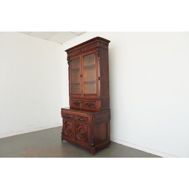 Victorian Antique Victorian Secretary Desk Bookcase For Sale - Image 3 of 17