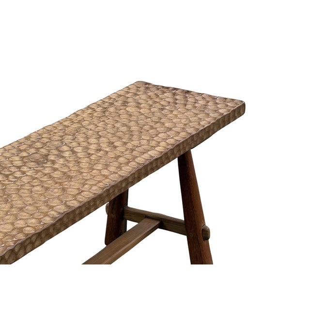 Not Yet Made - Made To Order Sculptural Teak Wood Bench Carved Detailing, Modern Organic For Sale - Image 5 of 9