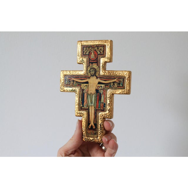 Vintage Italian Giltwood Cross Wall Hanging For Sale - Image 4 of 8
