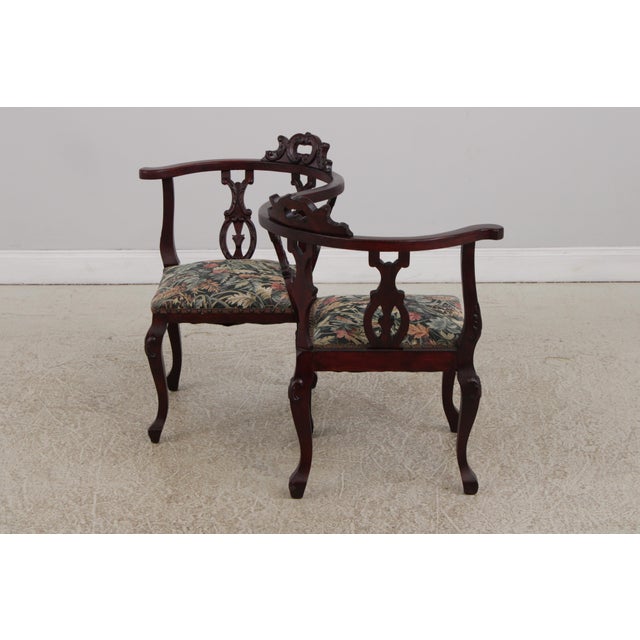 1900 - 1909 Vintage Victorian Style Tete Tete Courting Chair For Sale - Image 5 of 16