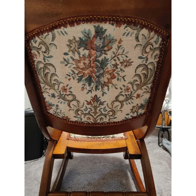 Tan Beautiful Vintage/Antique Victorian-Style Folding Rocking Chair With Needlepoint Tapestry! For Sale - Image 8 of 10