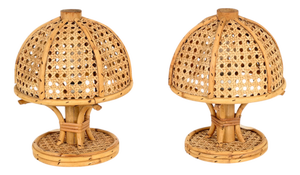 Table Lamps in Bamboo, Rattan and Vienna Straw by Louis Sognot, Italy, 1960s, Set of 2