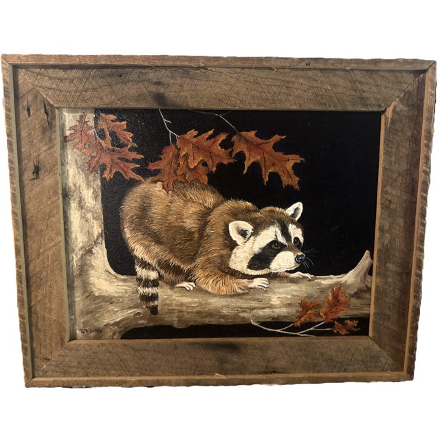 Original Wildlife Painting Pair by Patti Gilley – "Night Crawler" & "Peek-a-Boo" Raccoon Art For Sale - Image 9 of 18
