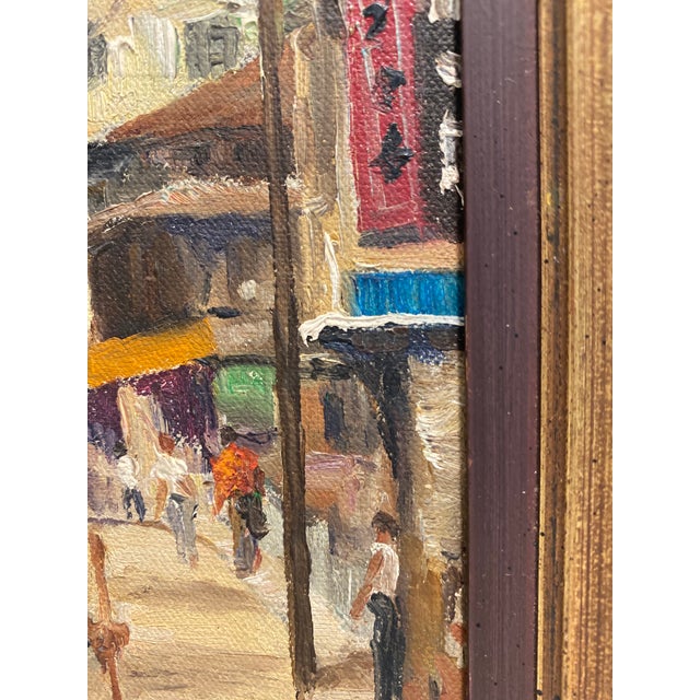 Elias Laxa Well-Listed Philippine Artist Rare 1964 Street Scene Painting For Sale - Image 10 of 11