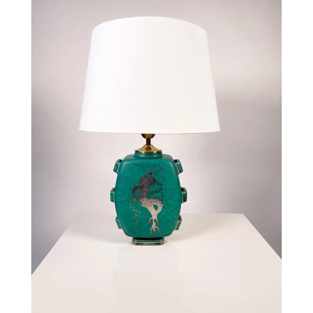 Swedish Modern Stoneware Argenta Table Lamp by Wilhelm Kåge for Gustavsberg, 1940s For Sale - Image 11 of 11