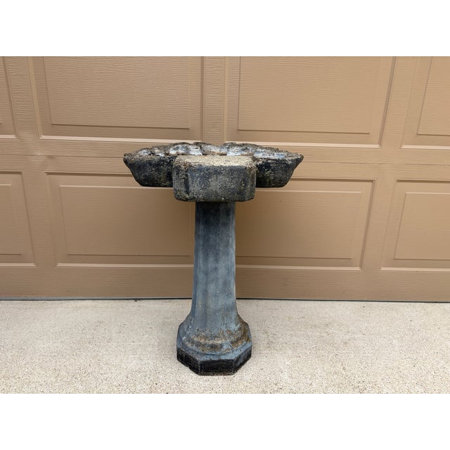 Vintage Grotto Style Cast Concrete Shell Birdbath For Sale - Image 11 of 12