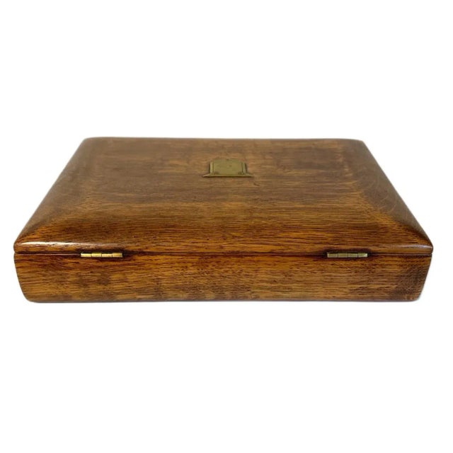 Antique Victorian English Tiger Oak Book Form Lap Desk/Stationery Box W/Inkwell For Sale - Image 11 of 12