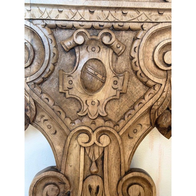 Pair of 19th C. Italian Renaissance Sgabello Hall Chairs - Heavily Carved Walnut For Sale In Los Angeles - Image 6 of 18