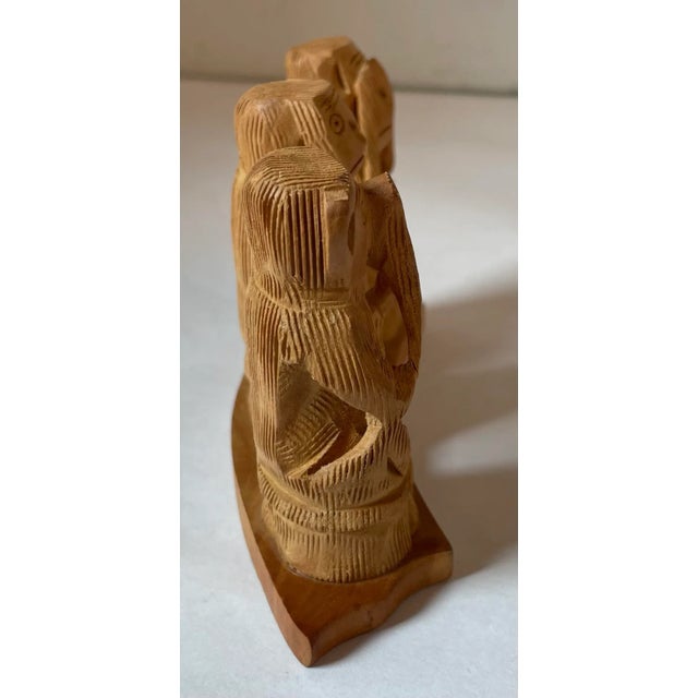 Mid 20th Century Vintage Hand Carved Monkey Sculpture For Sale - Image 5 of 8