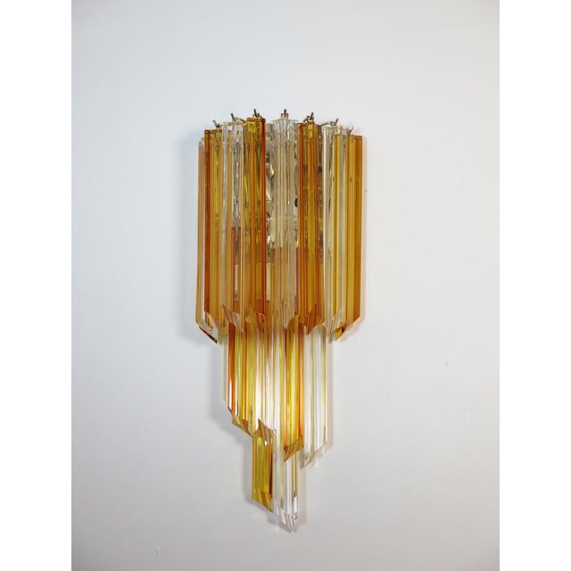 Vintage Murano Wall Sconce with Quadriedri Amber and Trasparent Prism, 1990, Set of 2 For Sale - Image 11 of 13