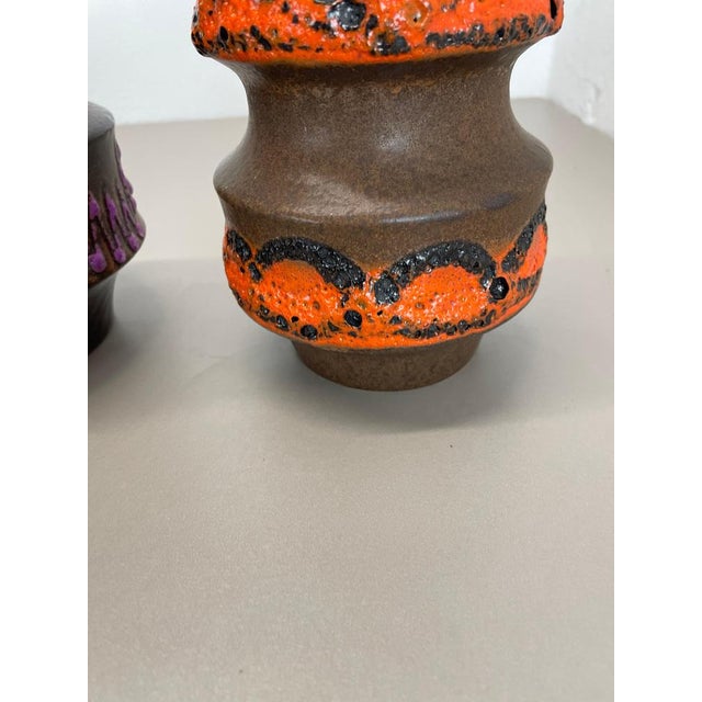 WGP Pink Orange Ceramic Fat Lava Vases attributed to Scheurich, Germany, 1970s, Set of 2 For Sale - Image 18 of 18