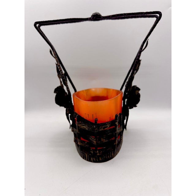 Lunéville Artistic Glass Bowl with Metal Handle and Floral Decoration by Muller Frères, 1930 For Sale - Image 12 of 13