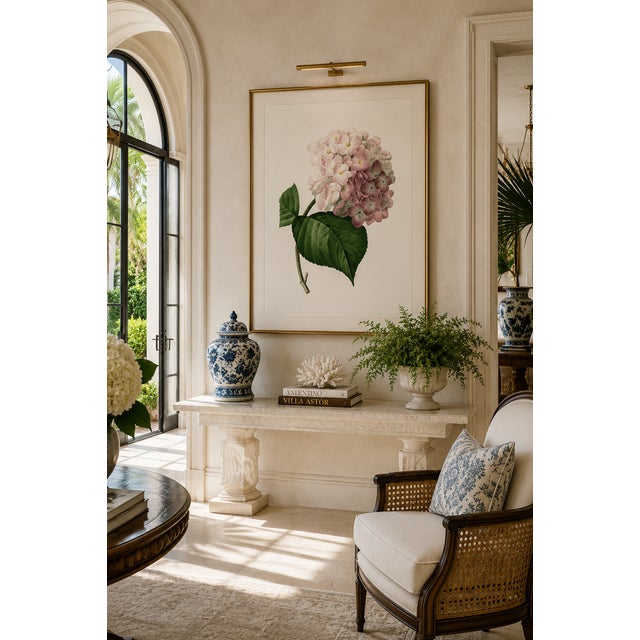 Antique White Hydrangea by Pierre-Joseph Redouté, Vintage Botanical Art Print, 20" X 30" For Sale - Image 8 of 9