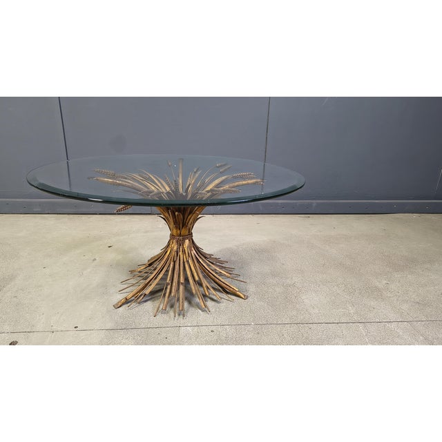 Vintage Gilt Metal Sheaf of Wheat Coffee Table in the style of Coco Chanel, 1960s, in Very Good conditions. Designed 1970...