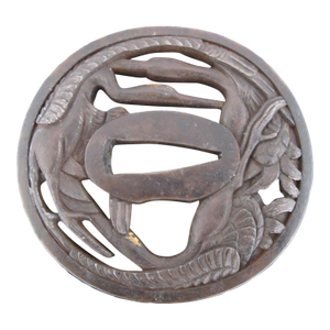 Japanese Iron Openwork Triple Crane Design Tsuba Katana Samurai Sword Guard