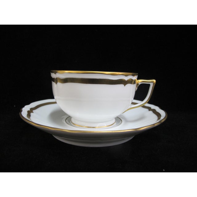 Mid 20th Century Mid 20th Century Limoges a Raynaud Marie Antoinette White Gilt Footed Cup & Saucer - Set of 4 For Sale - Image 5 of 8