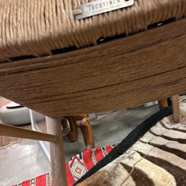 Tan Blond Wood and Rush Seat Side Chair For Sale - Image 8 of 12