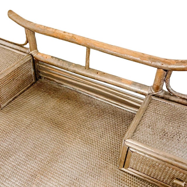 Mid-Century Hollywood Regency Bamboo & Rattan Pagoda Writing Desk and Chair Set - 2 Piece For Sale - Image 10 of 11