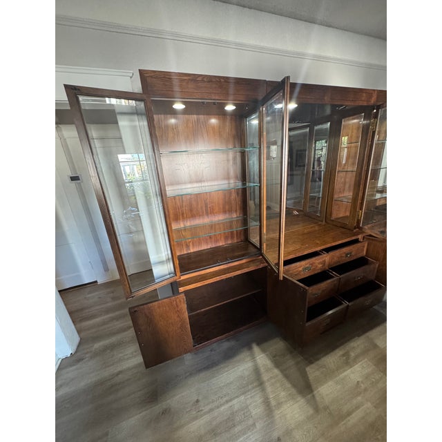1960s Henredon Campaign Style DIning Room Hutch For Sale - Image 10 of 11