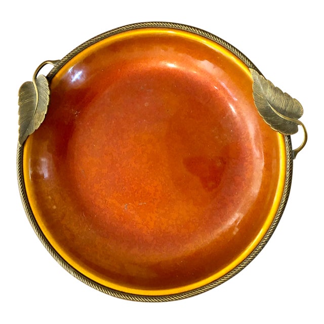 1980s Orange Enamel on Metal Dish For Sale