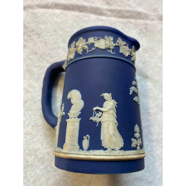 Cream Antique Wedgwood Royal Blue & White Cream Jasperware Jug For Sale - Image 8 of 8