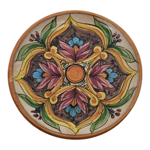 1980s Italian Hand-Painted Decorative Plate Signed Ceramica Ericina Rustic Decor