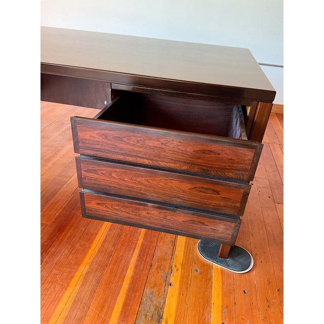 Brown Mid 20th Century Rosewood Executive Desk Attributed to Omann Jun Møbelfabrik For Sale - Image 8 of 13