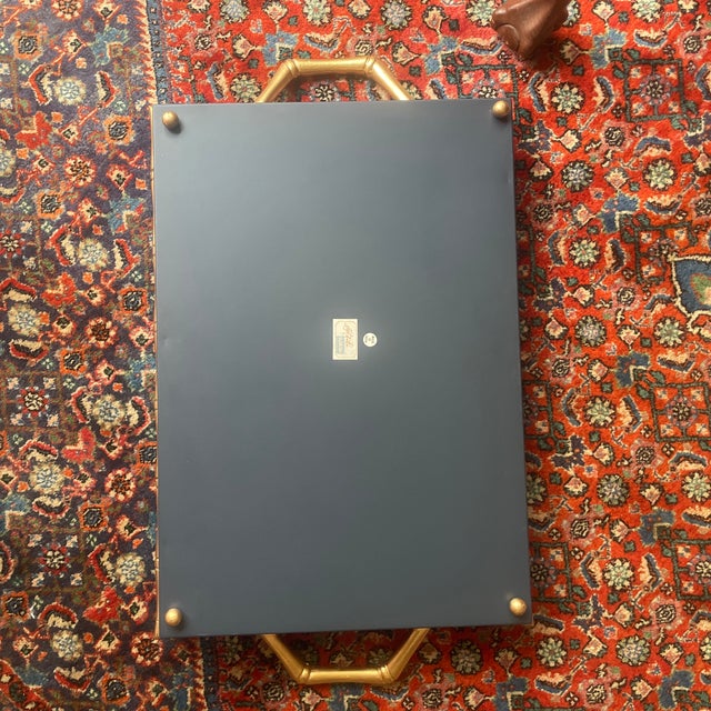 Leopard Gold Bamboo Tray With Handles For Sale In New York - Image 6 of 8