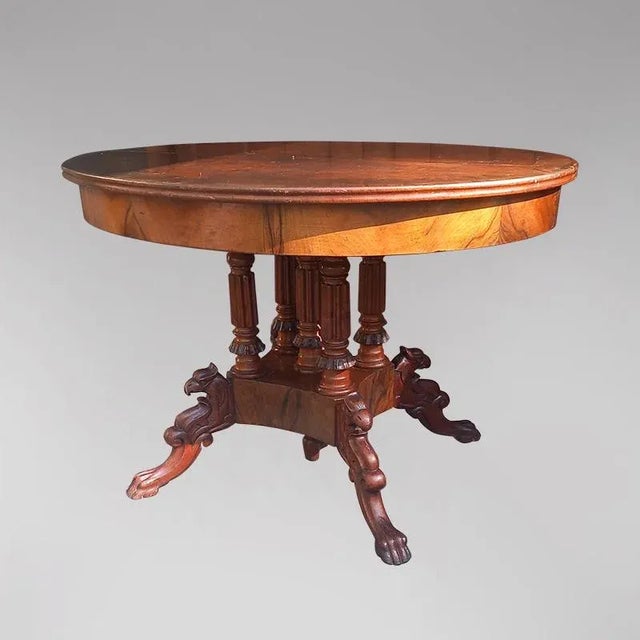 Oval Mahogany Pedestal Table, 1890s For Sale - Image 3 of 4