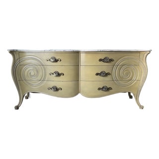 Vintage Grosfeld House French Rococo Style Marble Top Double Dresser For Sale