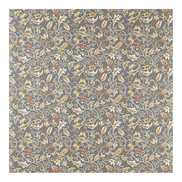 Morris & Co. Scrolling Tulip Fabric in Slate/Apricot - a sample For Sale