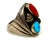 Rustic Navajo Old Pawn Heavy Sterling Silver Turquoise Coral Native American Ring Southwest For Sale - Image 3 of 7
