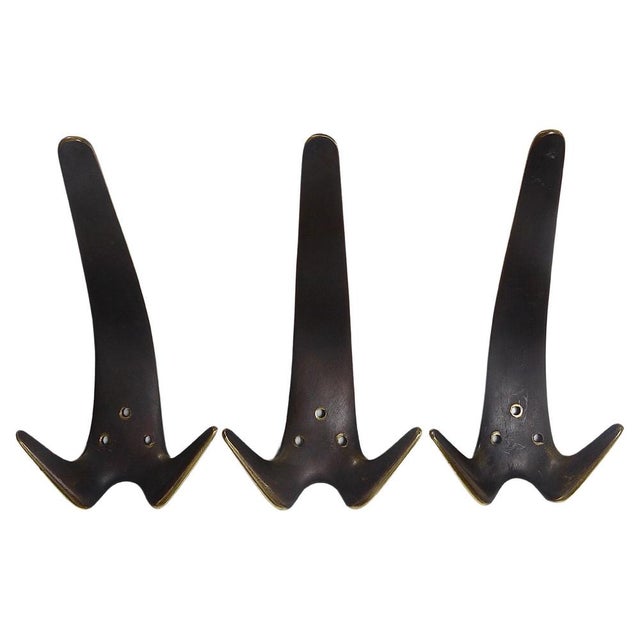 Large Brass Double Wall Coat Hook attributed to Carl Auböck, Austria, 1950s For Sale - Image 16 of 16