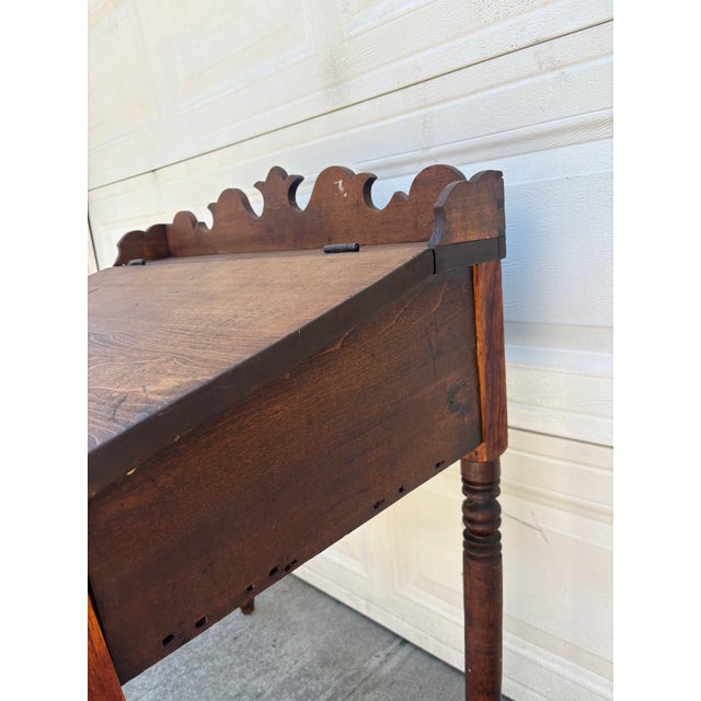 Mid 19th Century Antique Primitive Blanket Chest on Stand | Early American Dough Box Table | Rustic Colonial Storage Chest For Sale - Image 5 of 11
