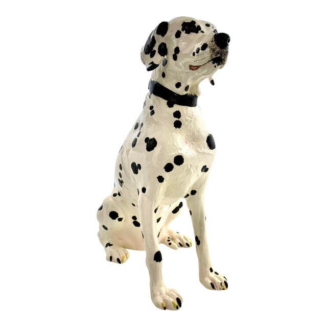 Vintage Large LifeSize Glazed Ceramic Dalmatian Dog Statue Chairish