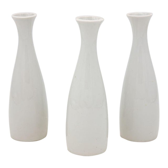 Collection of Three White Single Bud Vases, French Early 21st C. For Sale