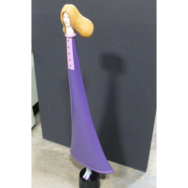 1980s 1980s "Woman in Purple" Figurative Surrealist Wood Sculpture by JW Eaton For Sale - Image 5 of 11