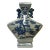 Chinese Blue White Porcelain Oriental Graphic Fan Shape Vase For Sale