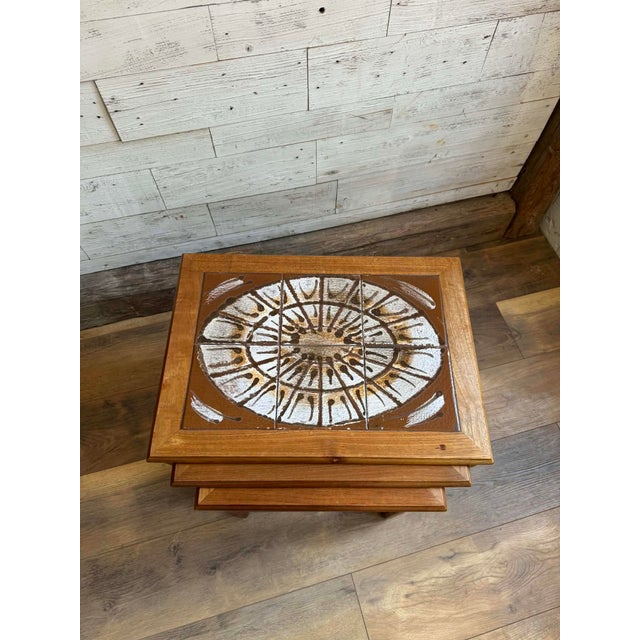 Mid-Century Modern Vintage Danish Teak Nesting Tables from Mobelfabrikken Toften, 1960s For Sale - Image 3 of 5