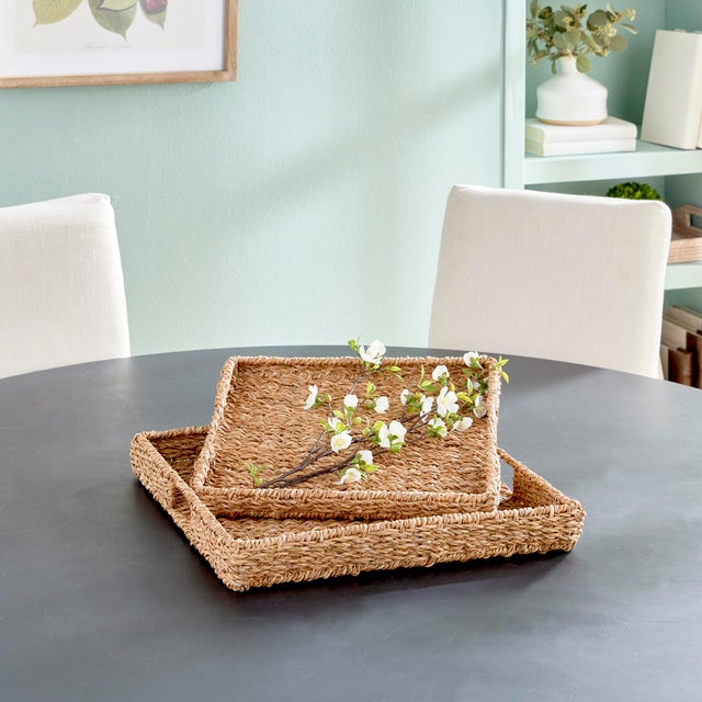 Early 21st Century Seagrass Rectangular Trays, Set Of 2 For Sale - Image 5 of 7