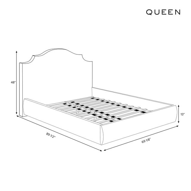 Transitional Stoffer Home x Cloth & Company Thelma Ruffle Platform Bed in Dogwood Floral Ink, Queen For Sale - Image 3 of 8