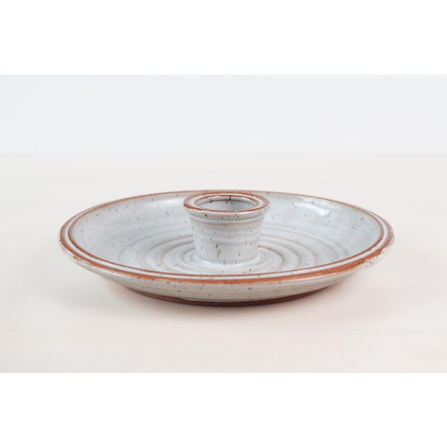 Rustic 1970s Studio Pottery Serving Platter With Center Bowl For Sale - Image 3 of 13