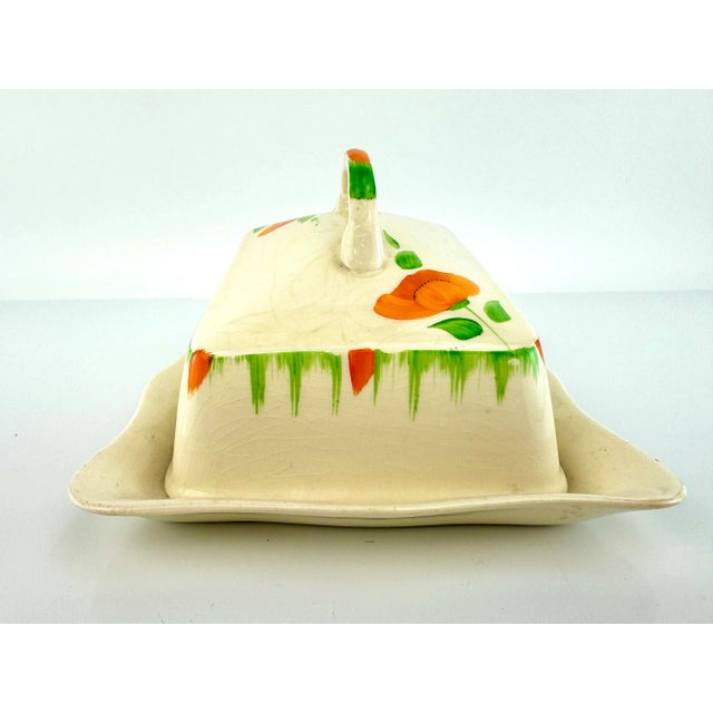 Vintage 1940's Hand Painted Poppy Ceramic Butter Dish For Sale In Little Rock - Image 6 of 11