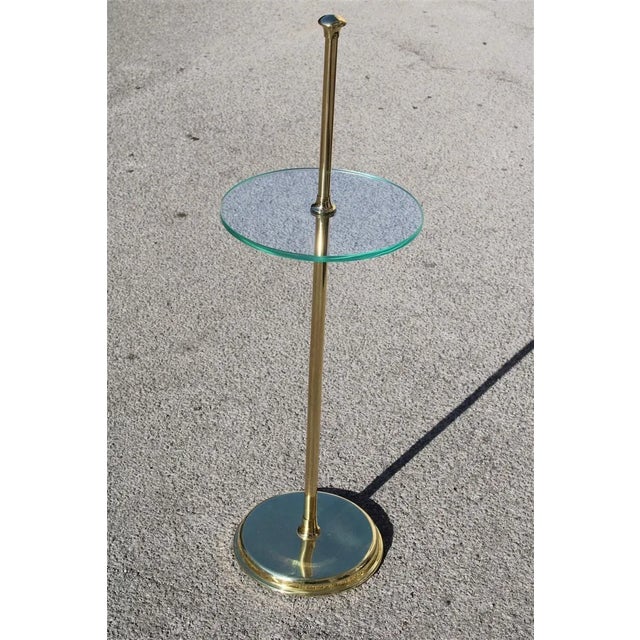Minimal Round Gueridon in Brass and Glass, Italy, 1970s For Sale - Image 3 of 9