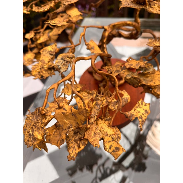 Brass 1970’s Hand Crafted Metal Folk Art Botanical Tree of Life For Sale - Image 8 of 12