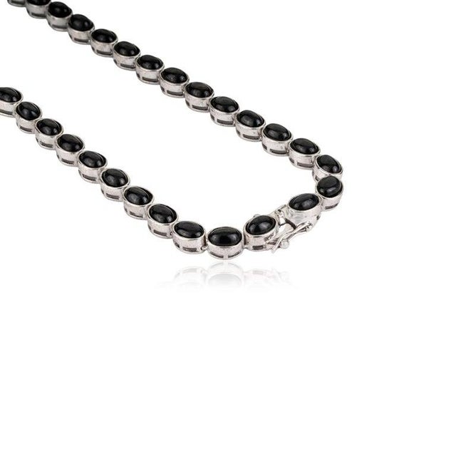 Not Yet Made - Made To Order Black Star Gemstone Bezel Set Silver Tennis Necklace 16 Inches- Mothers Day Gift For Sale - Image 5 of 10