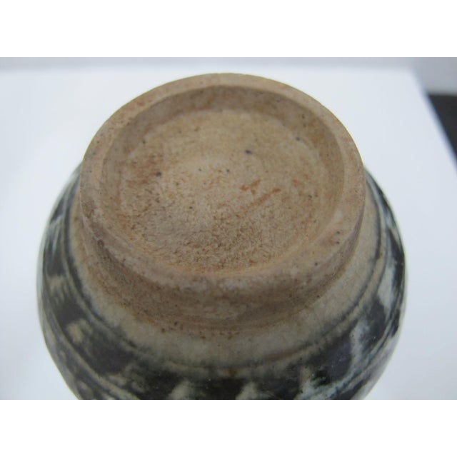 Antique Vietnamese Southeast Asian Blue Flower Pottery Jarlet Bottle Vase For Sale - Image 11 of 11
