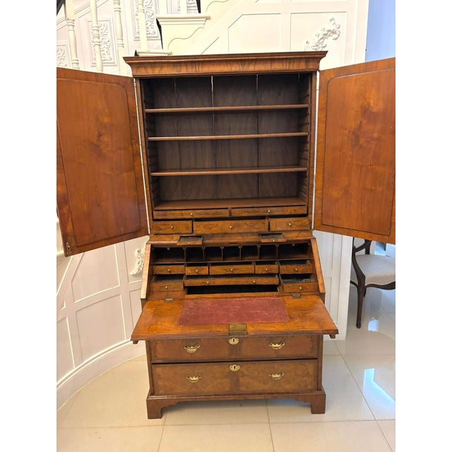Antique George I Figured Walnut Bureau Bookcase with Secretaire, 1720 For Sale - Image 3 of 18