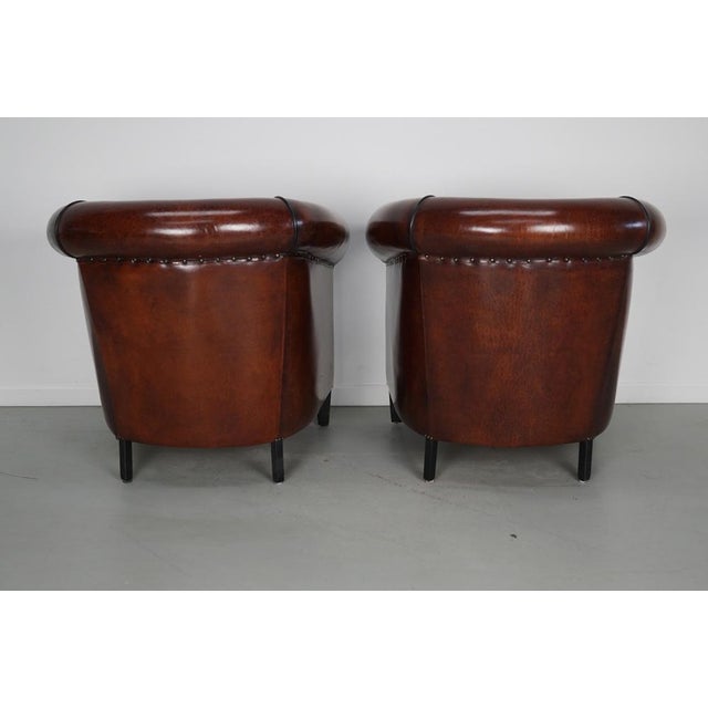 Vintage Dutch Cognac Leather Club Chairs, 1970s, Set of 2 For Sale - Image 4 of 18